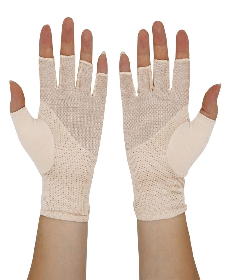 Bienvenu Mens Summer UV Protection Half Finger Outdoor Hiking Driving Cycling Riding Cotton Sunblock Gloves, Khaki - Image 3